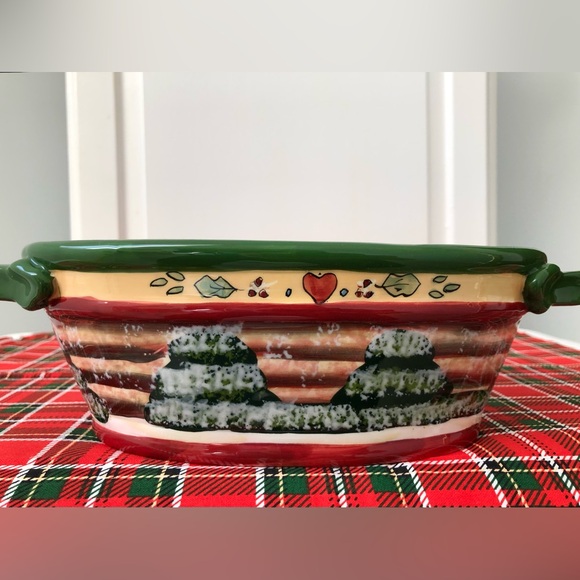 Vintage Ceramic Christmas Deep Baking Dish with Handles - Picture 4 of 7